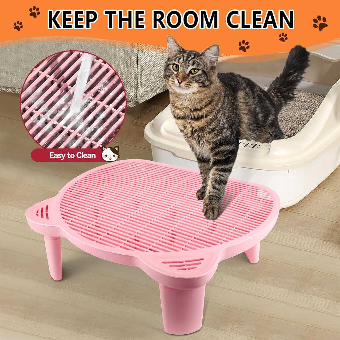 Pink Adjustable Cat Ramp Litter Box Step