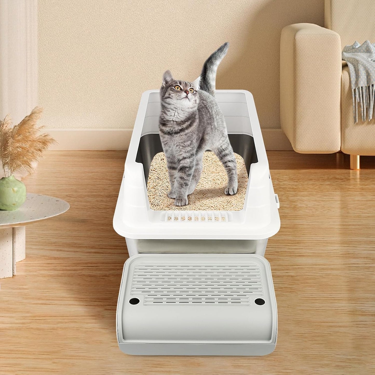 Light Gray Ramp Litter Box Step