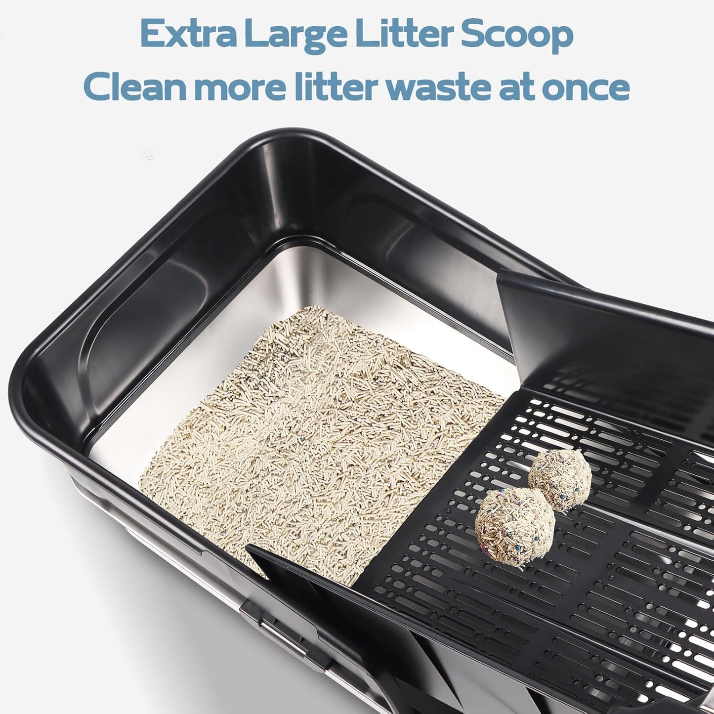 XXL Black Stainless Steel Litter Box