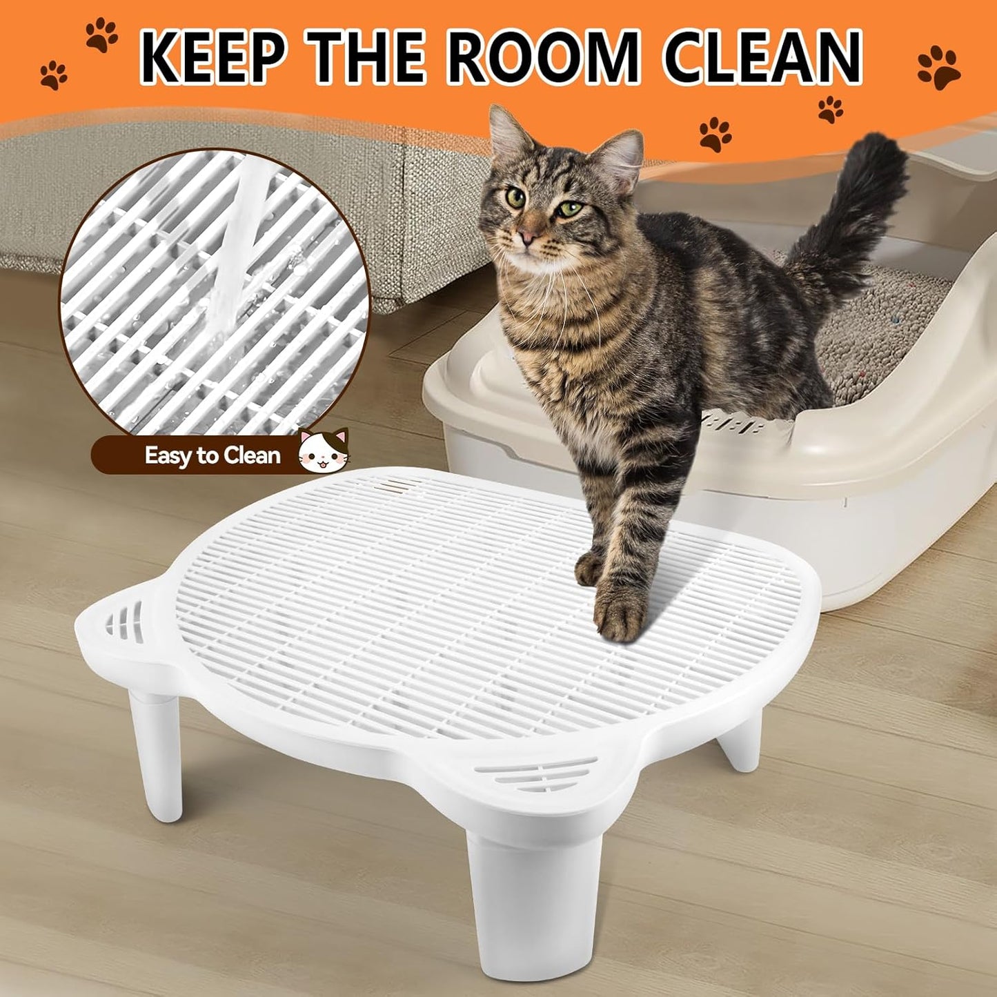 White Adjustable Cat Ramp Litter Box Step