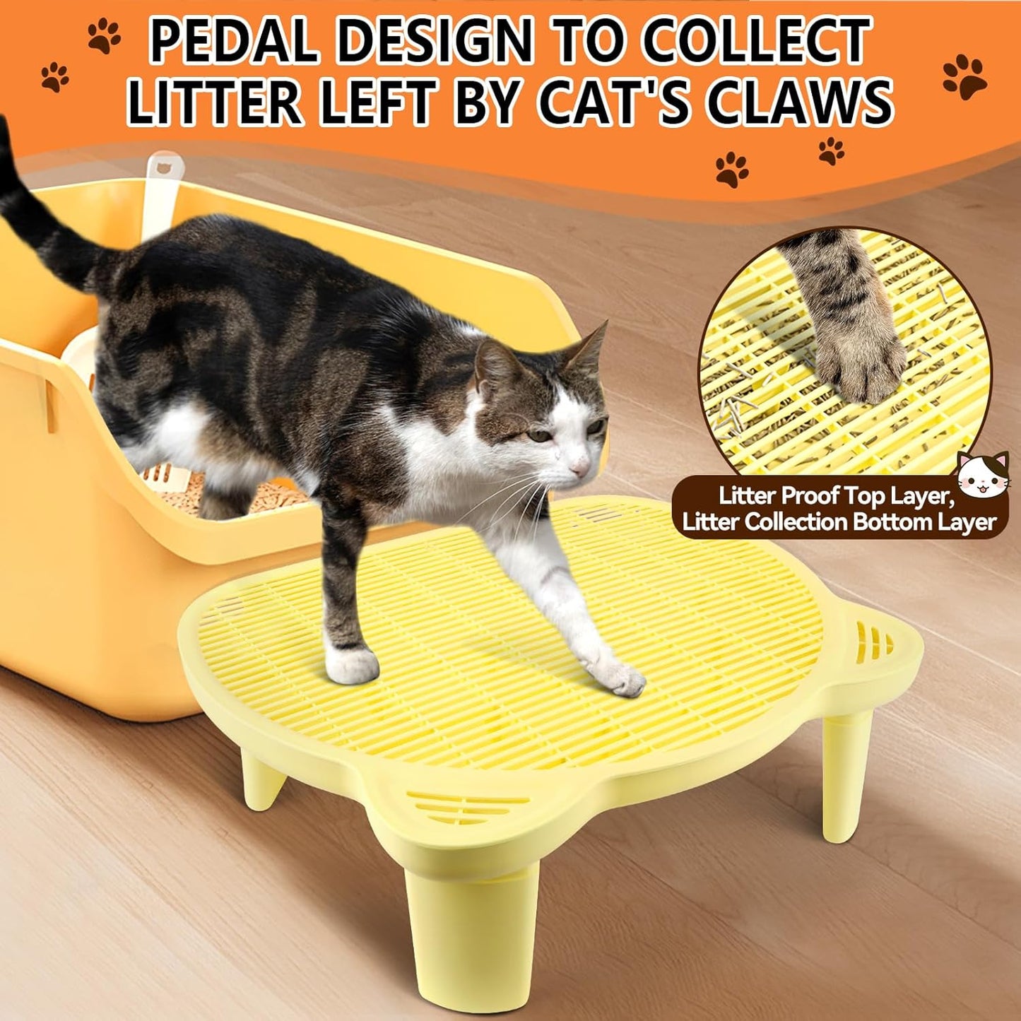 Yellow Adjustable Cat Ramp Litter Box Step