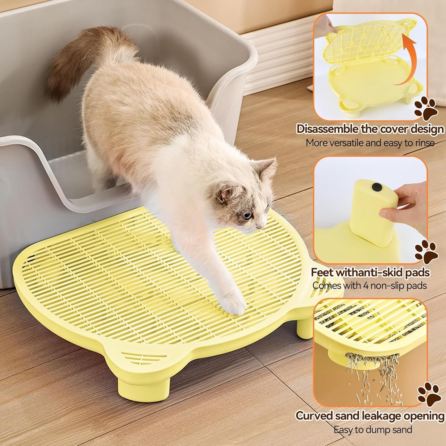 Yellow Adjustable Cat Ramp Litter Box Step