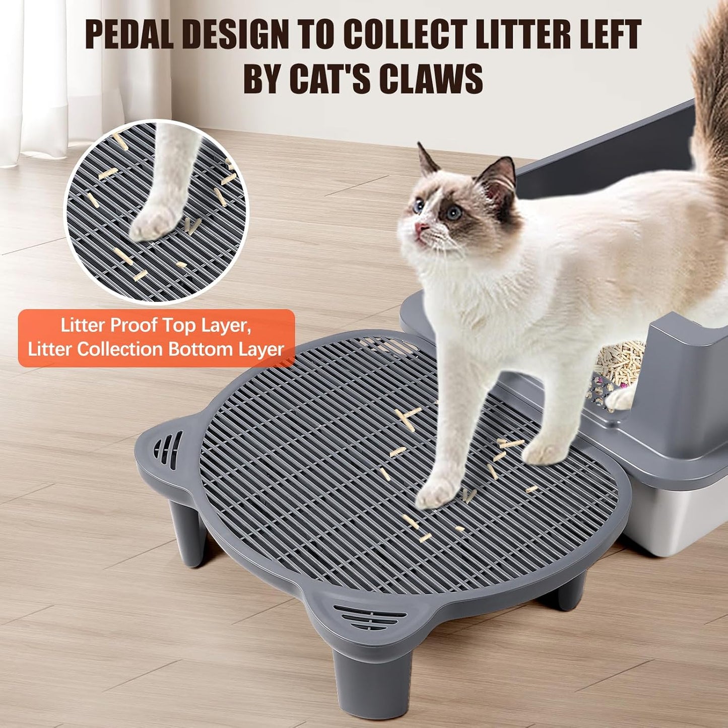 Dark Gray Adjustable Cat Ramp Litter Box Step