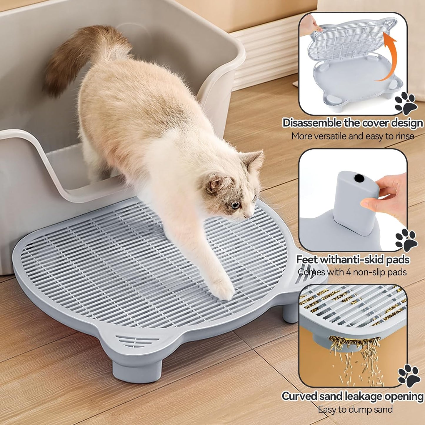 Light Gray Adjustable Cat Ramp Litter Box Step