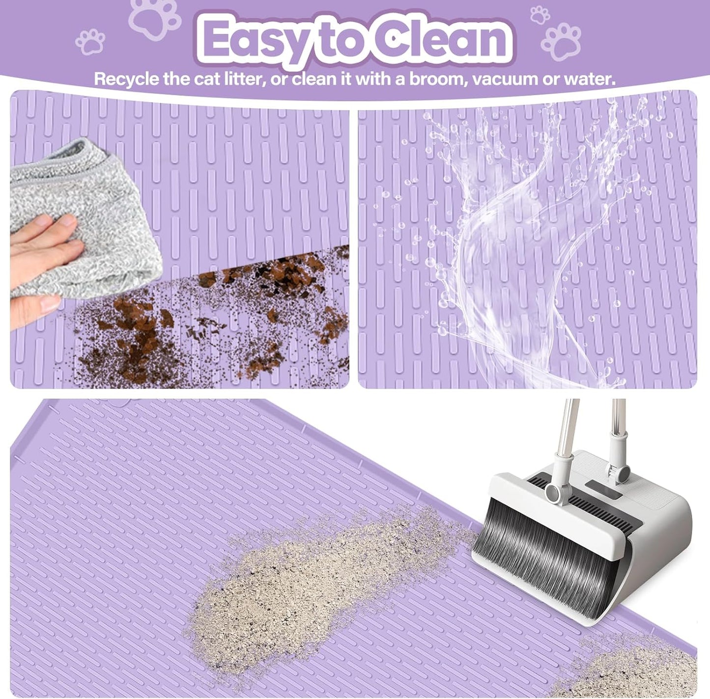 Purple Silicone Stripe Cat Litter Mat