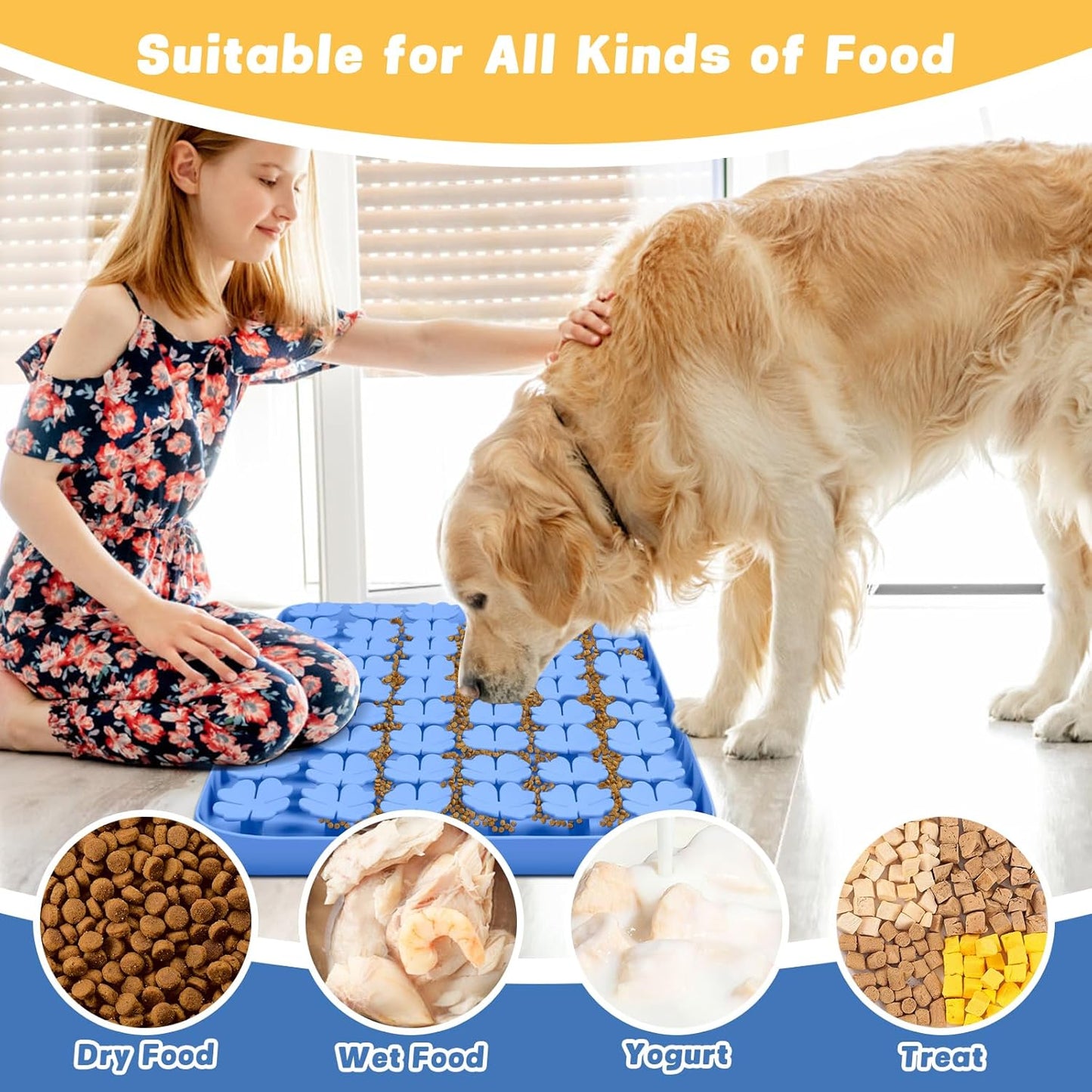 Blue Large Silicone Snuffle Mat Dog Lick Mat