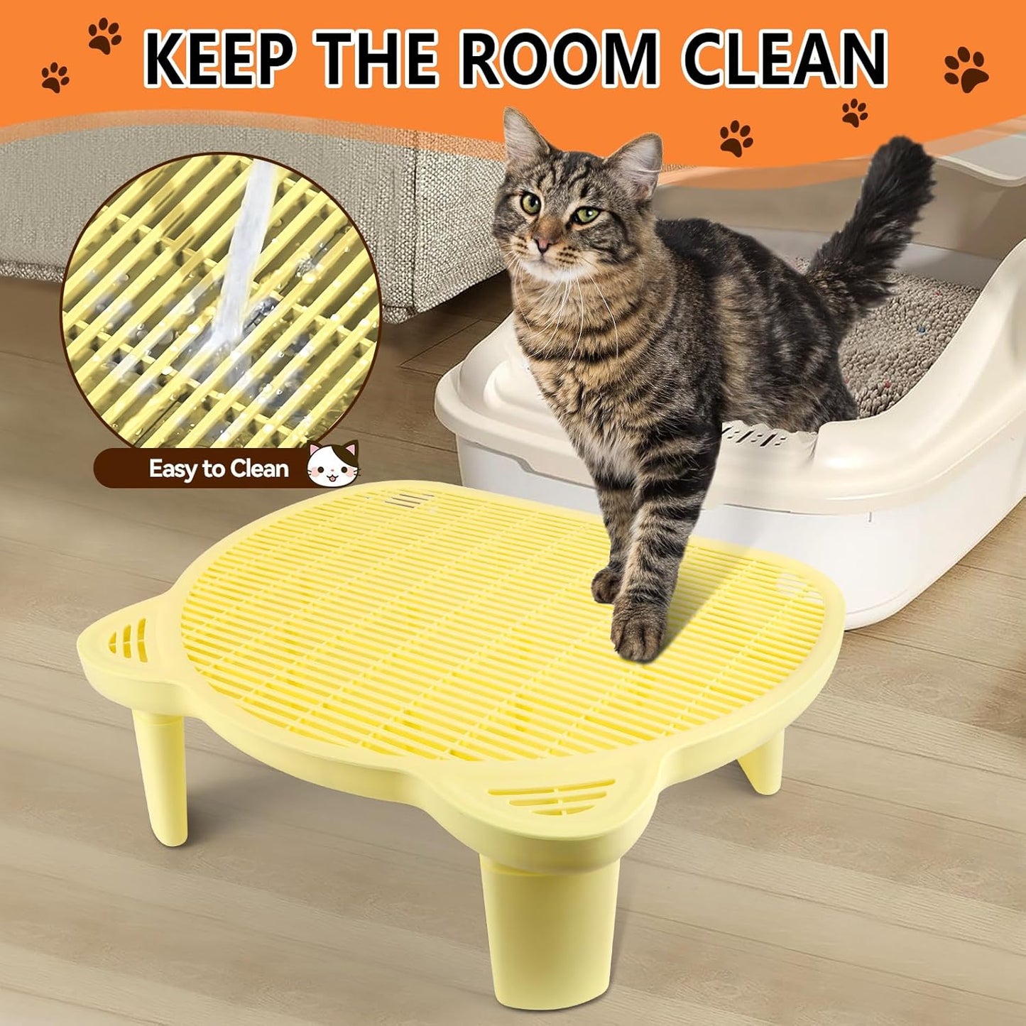 Yellow Adjustable Cat Ramp Litter Box Step