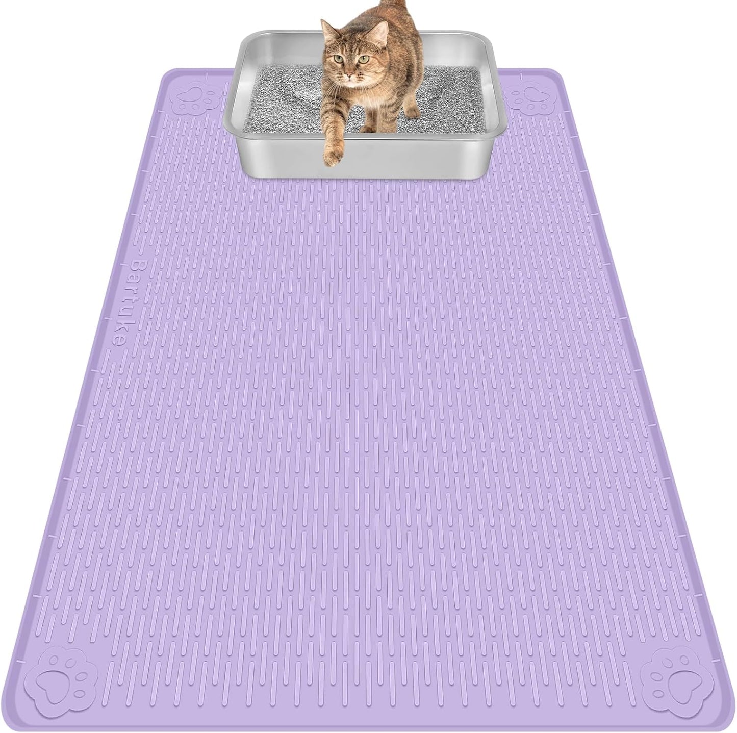 Purple Silicone Stripe Cat Litter Mat