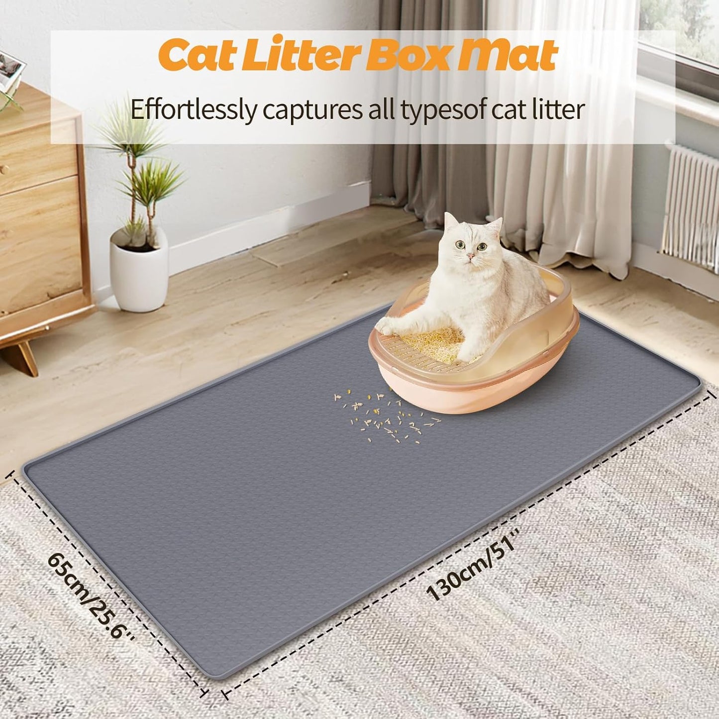 51" x 25.6" Diamond Silicone Mat Litter Trapping Mat