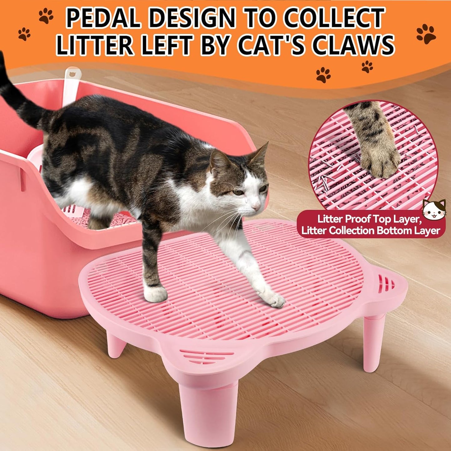 Pink Adjustable Cat Ramp Litter Box Step