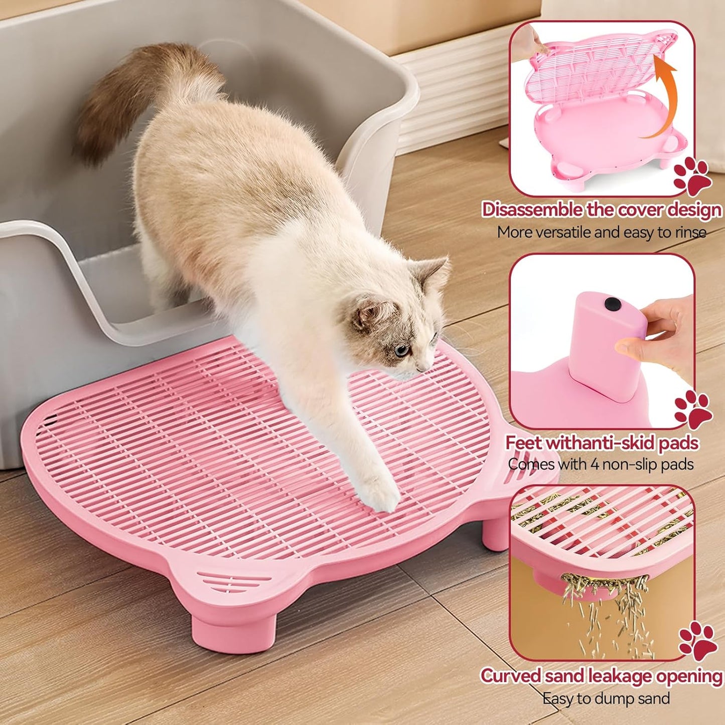 Pink Adjustable Cat Ramp Litter Box Step