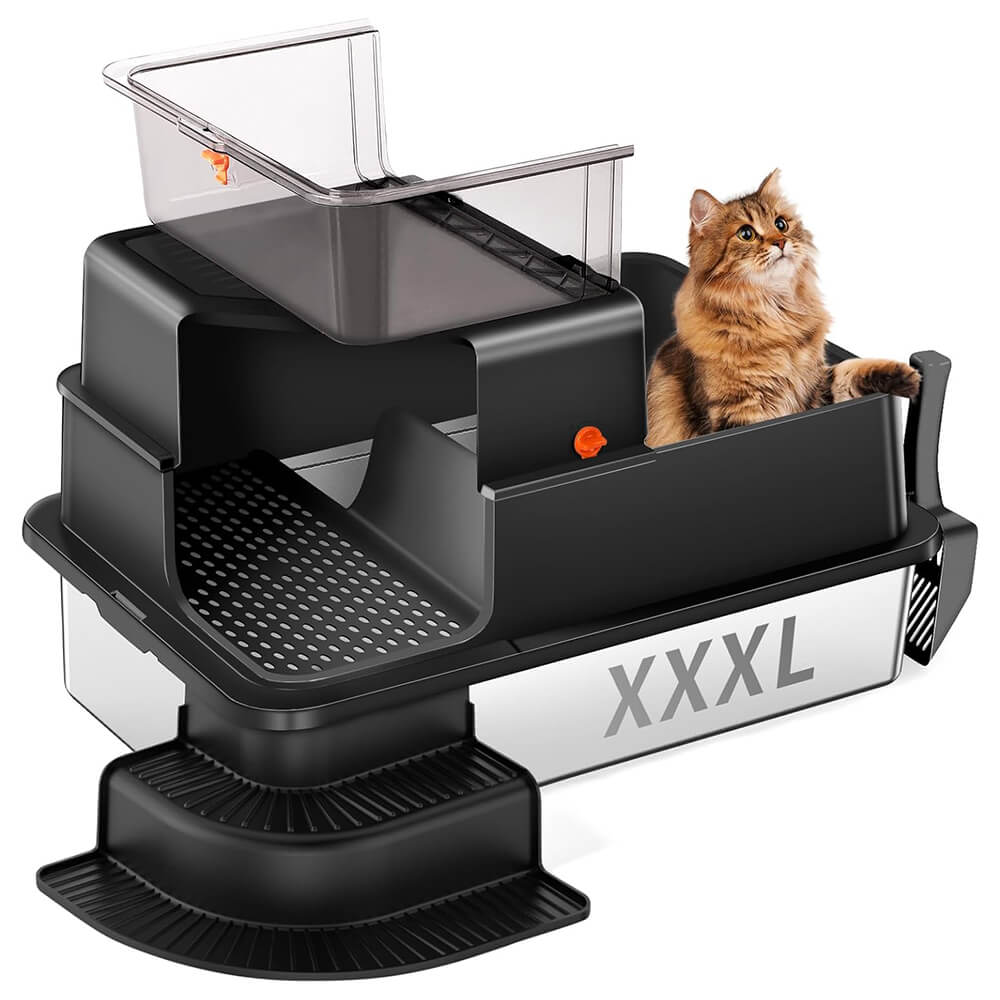 XXXL Stainless Steel Cat Litter Box – Fully Enclosed, Easy Clean
