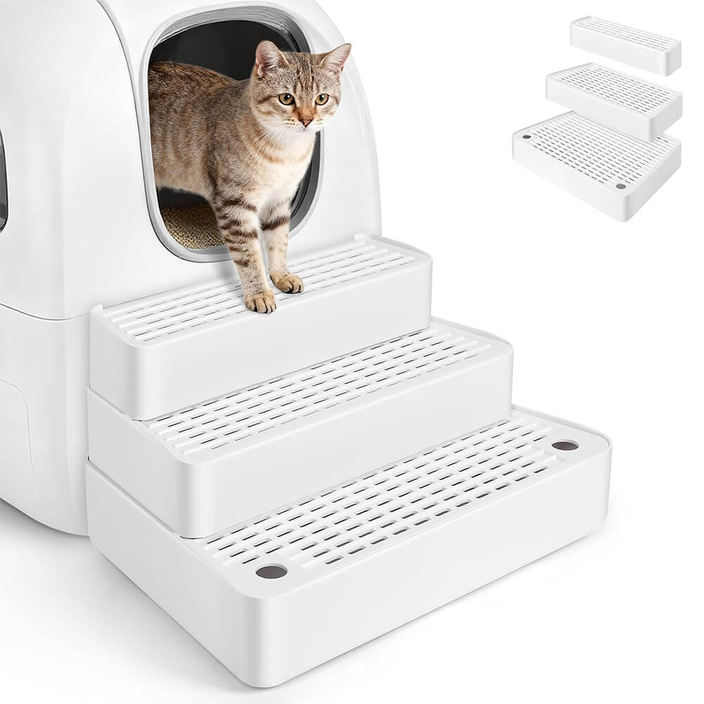 Extra Large Adjustable 3 Step Cat Litter Box Ramp Filter
