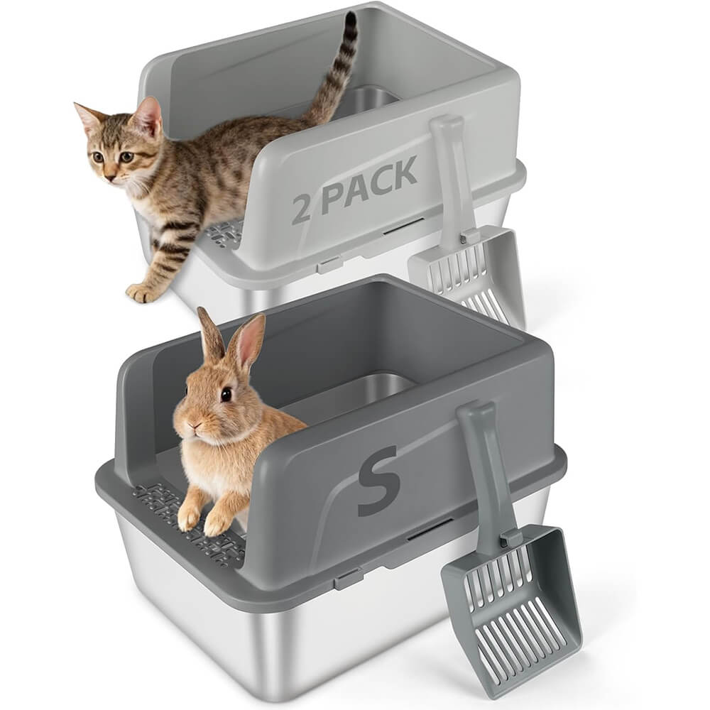 2 Pack Kitty Stainless Steel Litter Box
