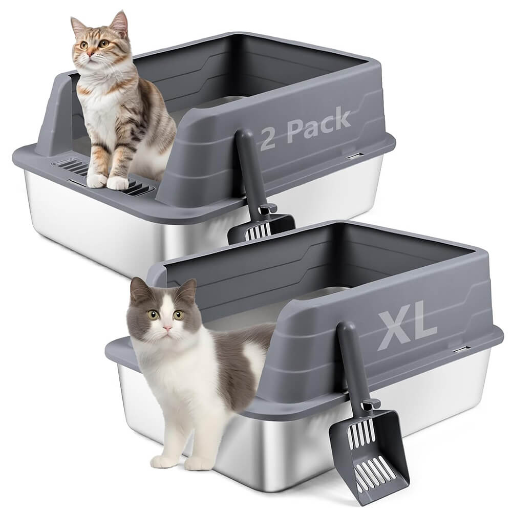 2 Pack Dark Gray Stainless Steel Litter Box
