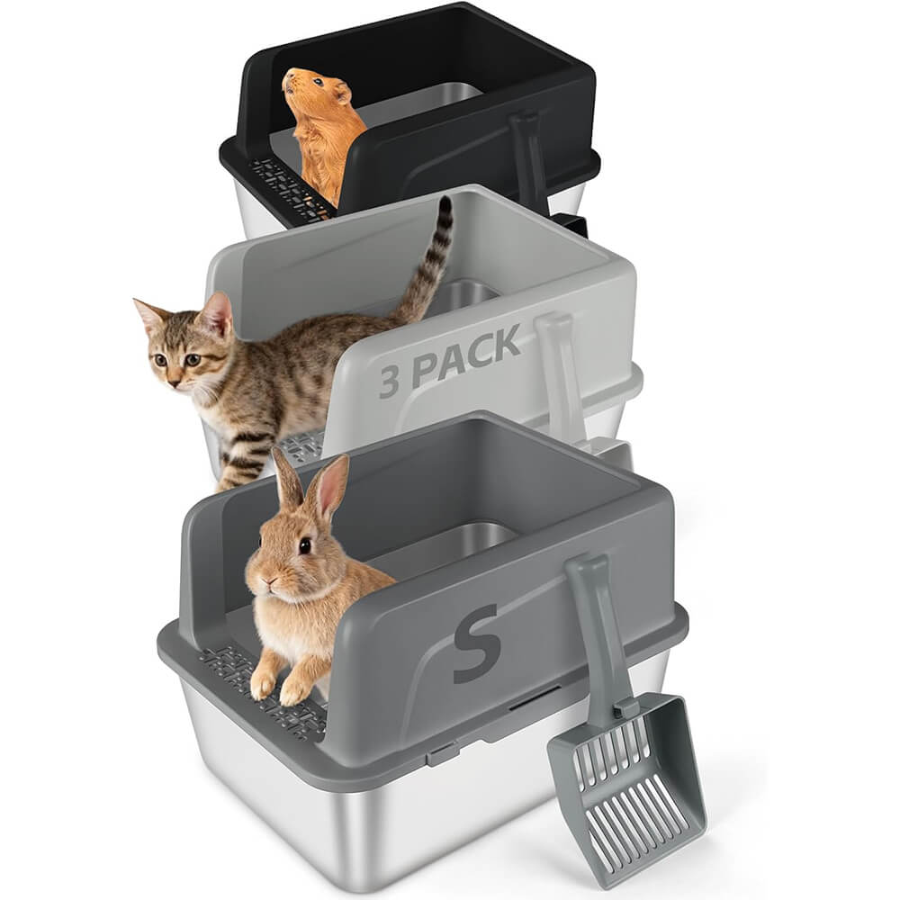 3 Pack Kitty Stainless Steel Litter Box