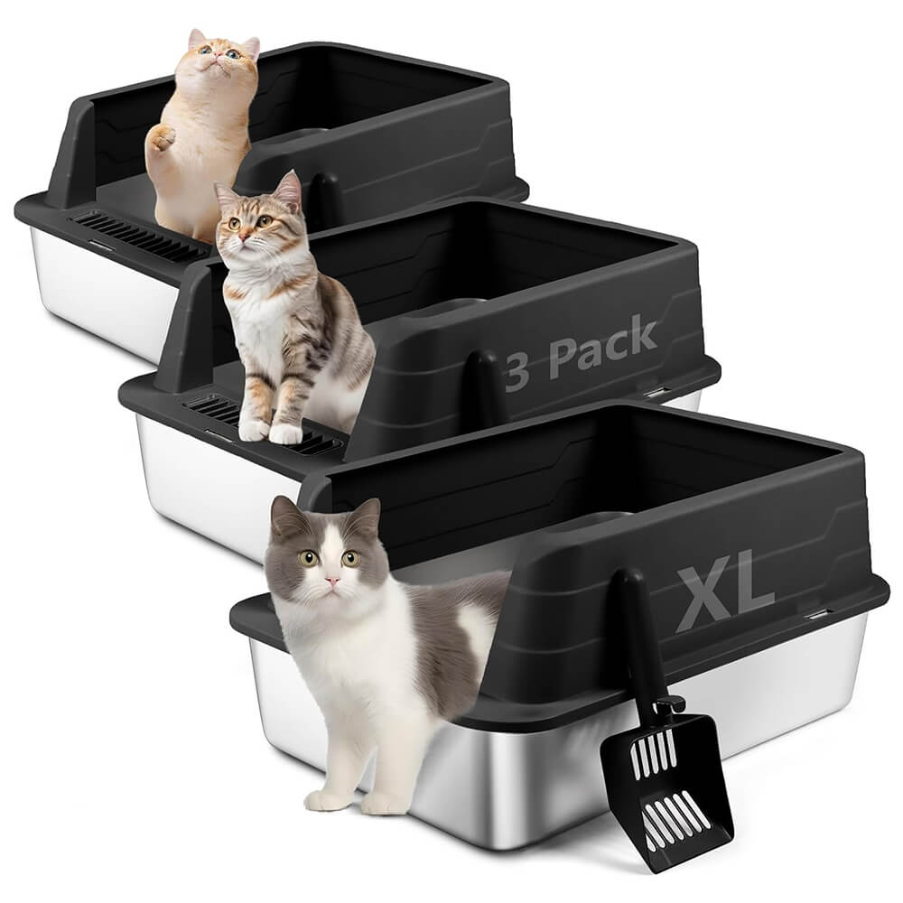 3 Pack Stainless Steel Litter Box