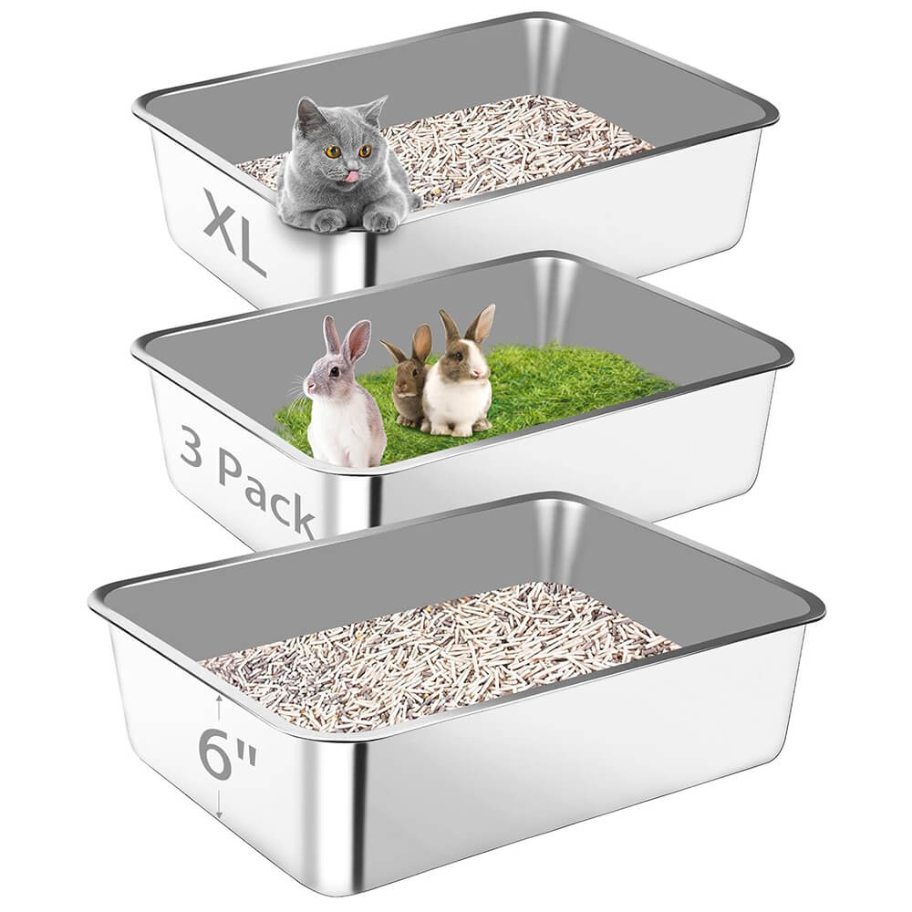 3 Pack 23.6"X15.7"X6" Metal High Sided Cat Litter Pan