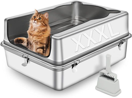 XXXL Sliver Gray Extra Large Stainless Steel Cat Litter Box
