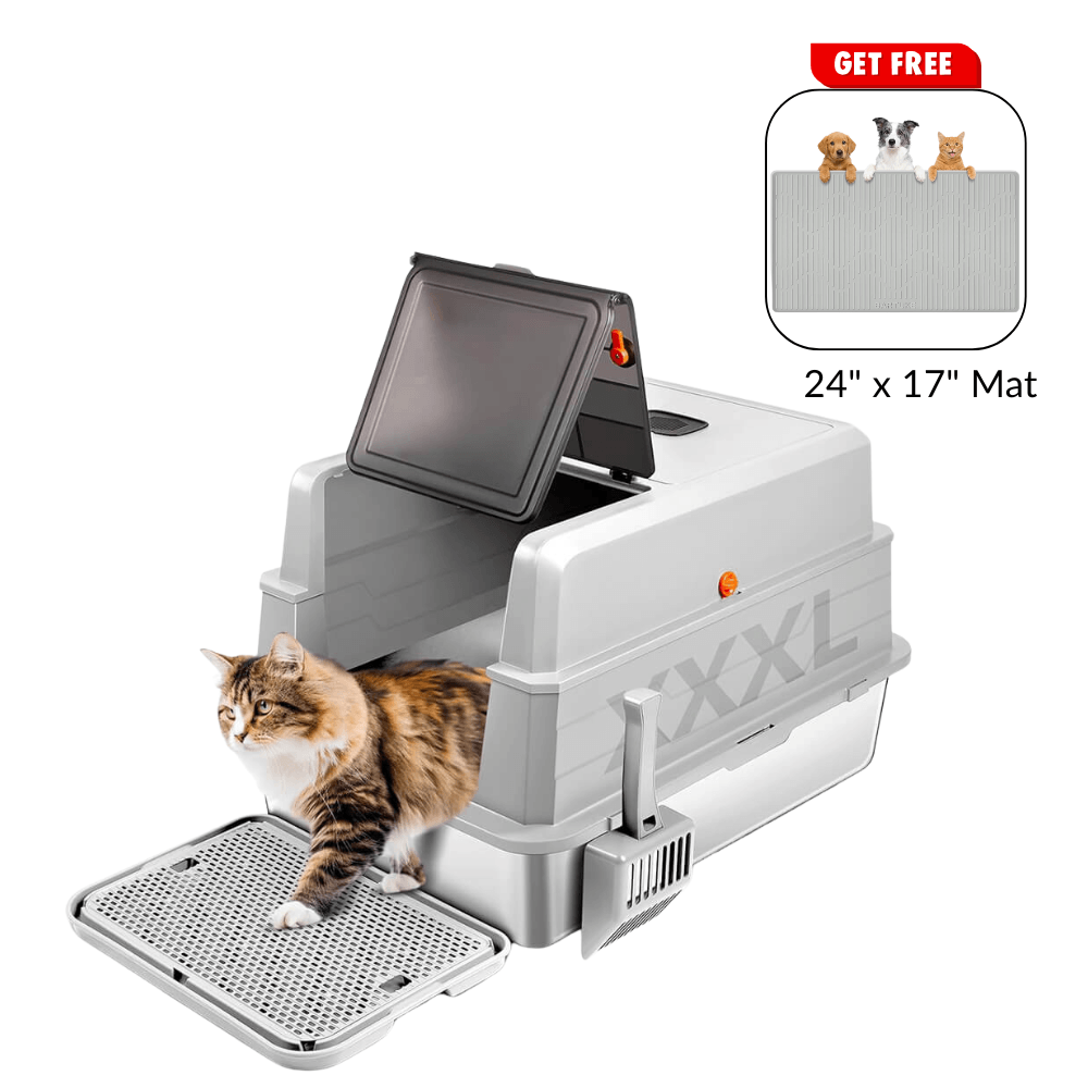 Extra Large Light Gray Stainless Steel Litter Box Lid