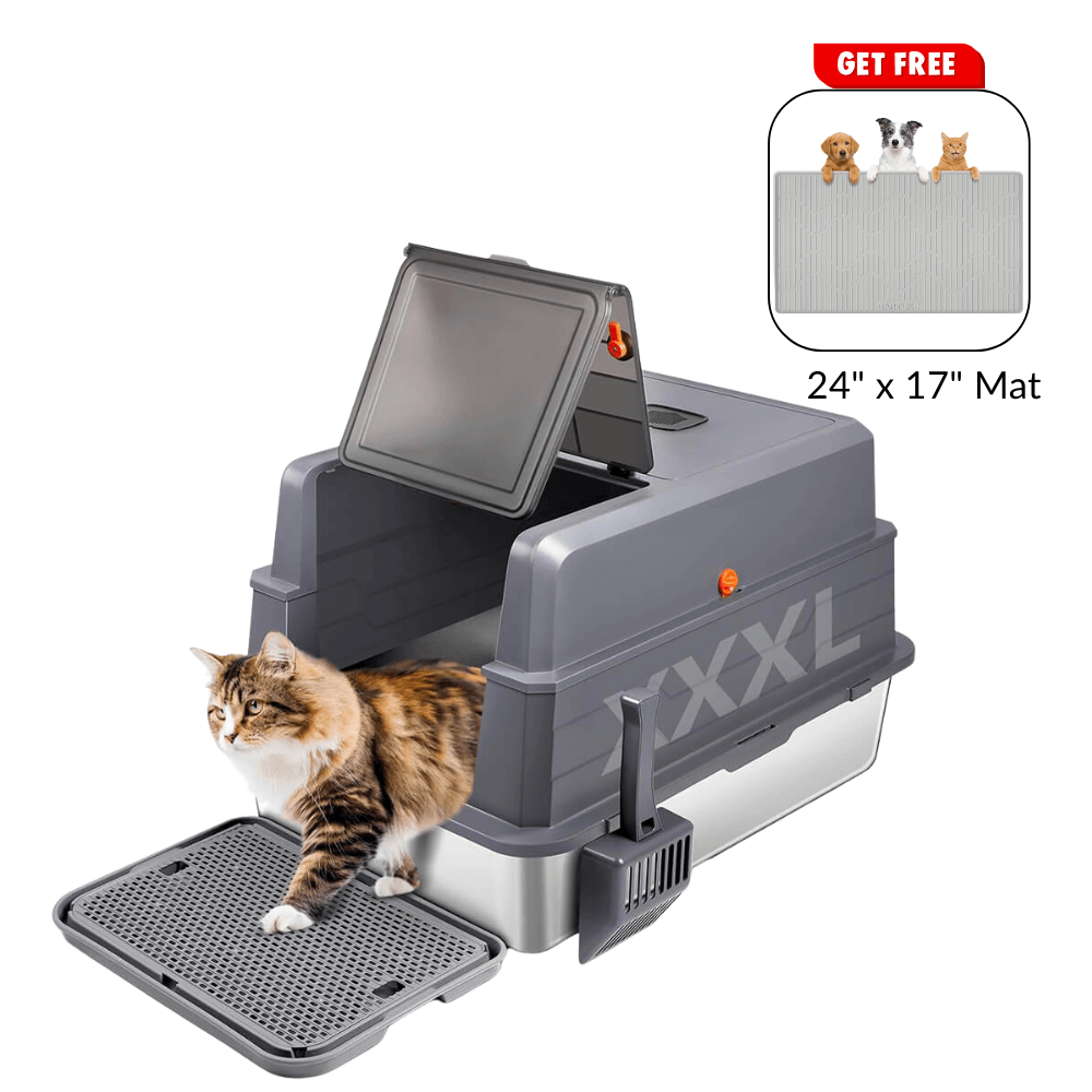 Extra Large Fully enclosed Stainless Steel Litter Box Lid