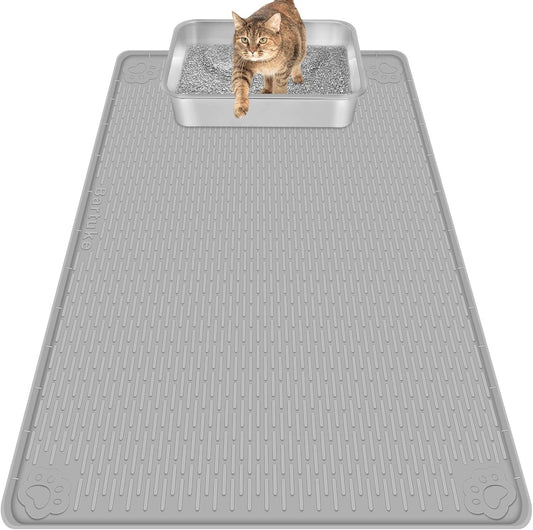Light Gray Silicone Stripe Cat Litter Mat
