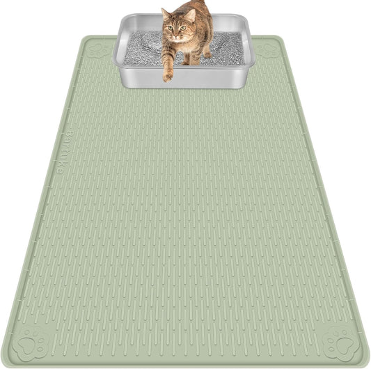 Green Silicone Stripe Cat Litter Mat