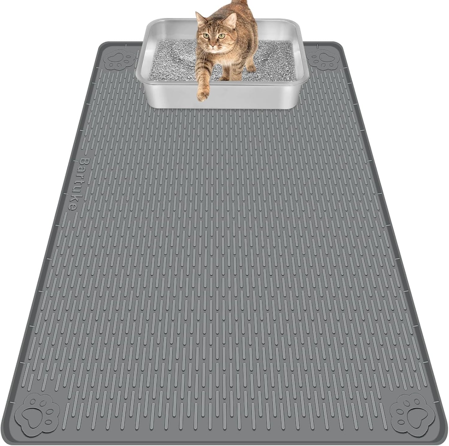 Dark Gray Silicone Stripe Cat Litter Mat