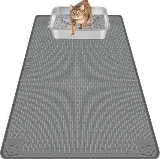 Dark Gray Silicone Stripe Cat Litter Mat
