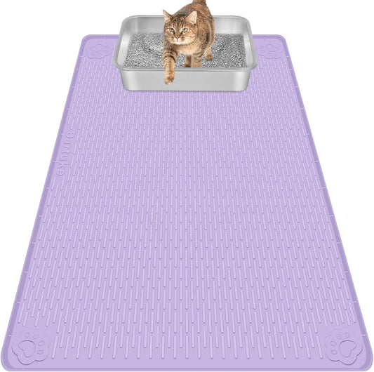 Purple Silicone Stripe Cat Litter Mat