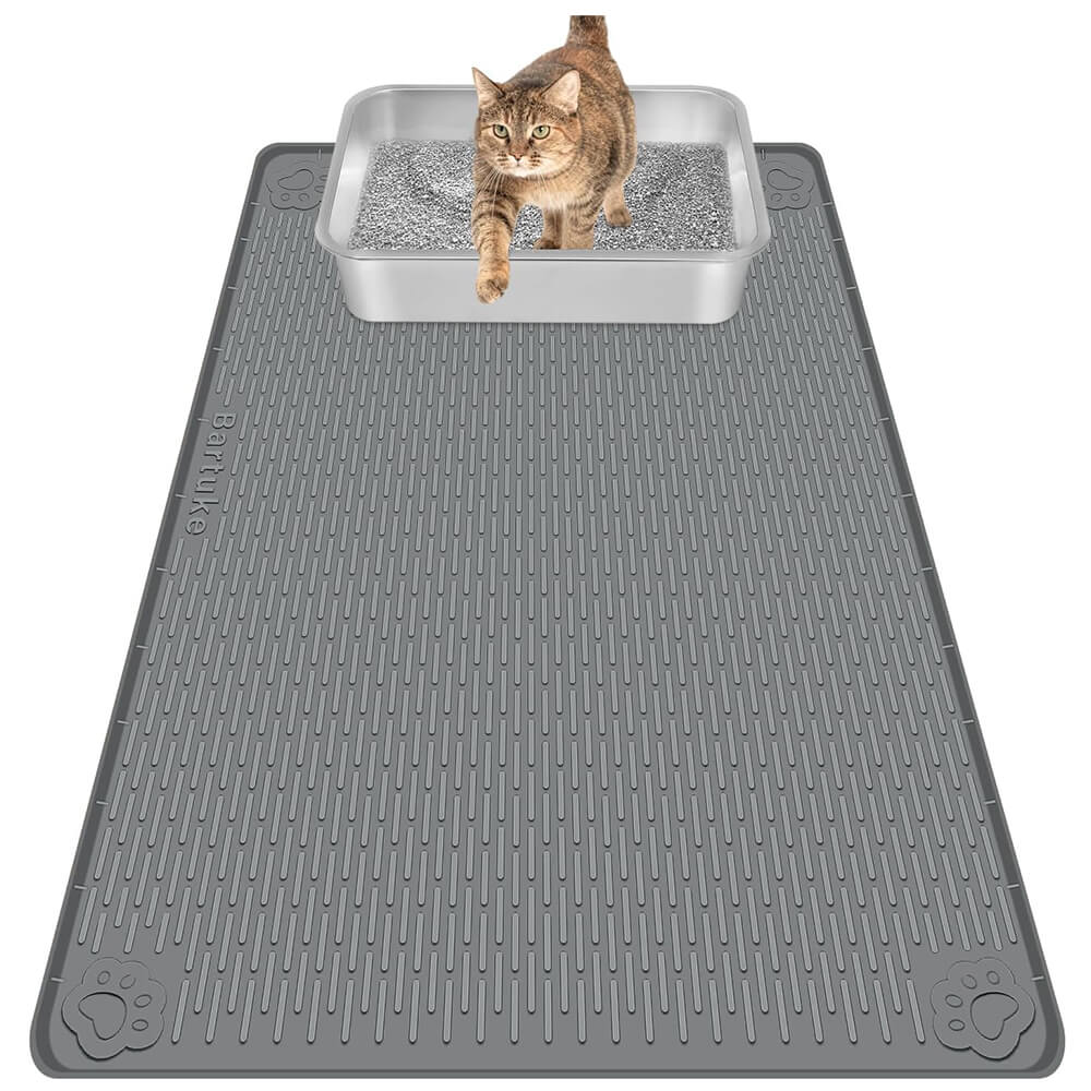Dark Gray Silicone Stripe Cat Litter Mat