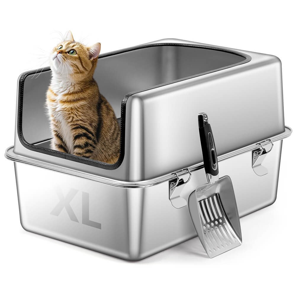 [Flash Sale] Large Semi Enclosed Removable Stainless Steel Cat Litter Box