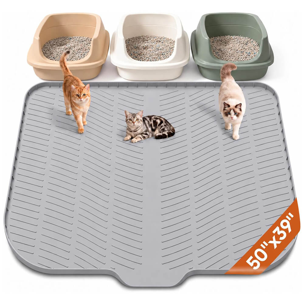 Silicone Cat Litter Mat 50"x39" Extra Large Cat Mat Litter Box