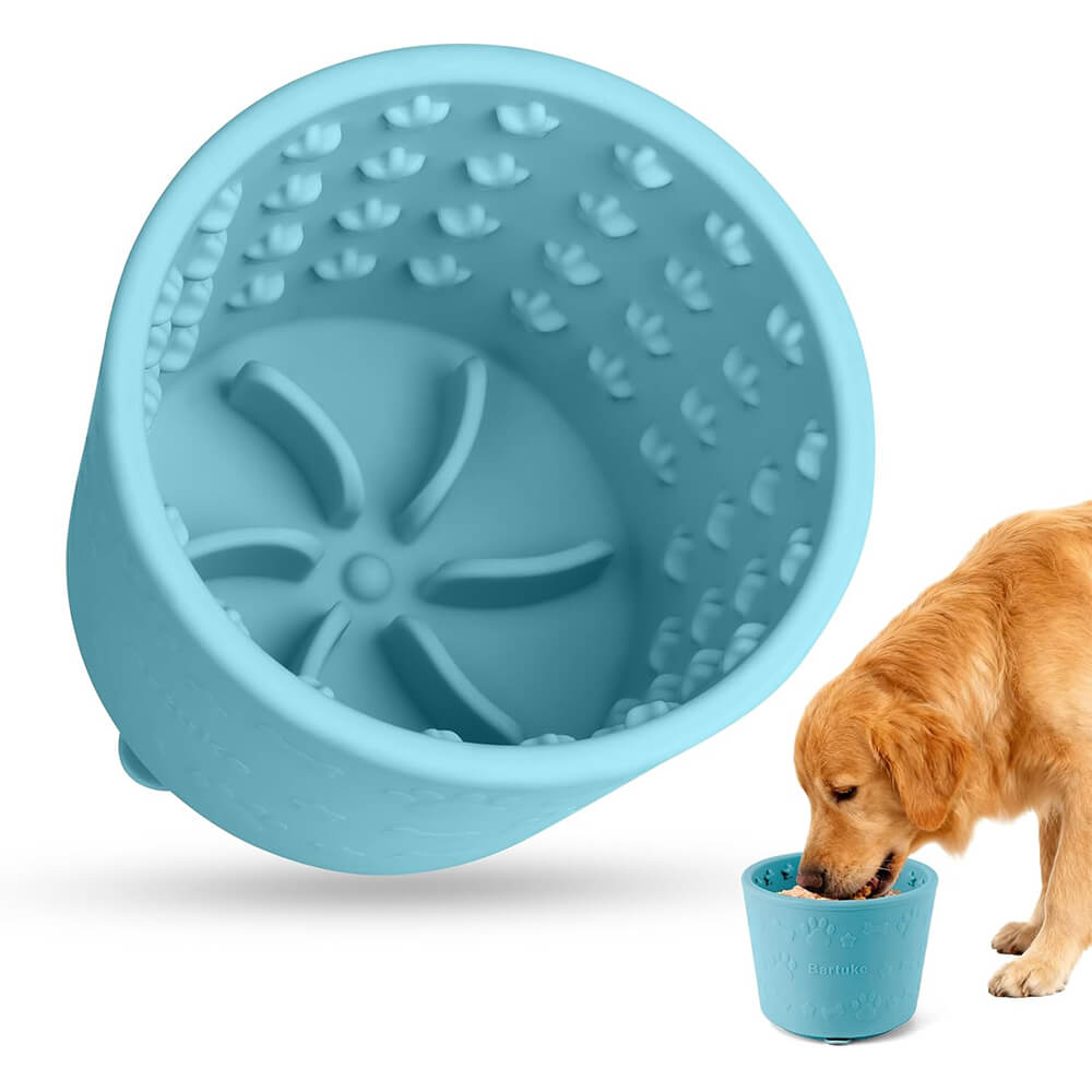 4.8"x3.7" Silicone Dog Slow Feeder Lick Bowl Strong Suction Cyan