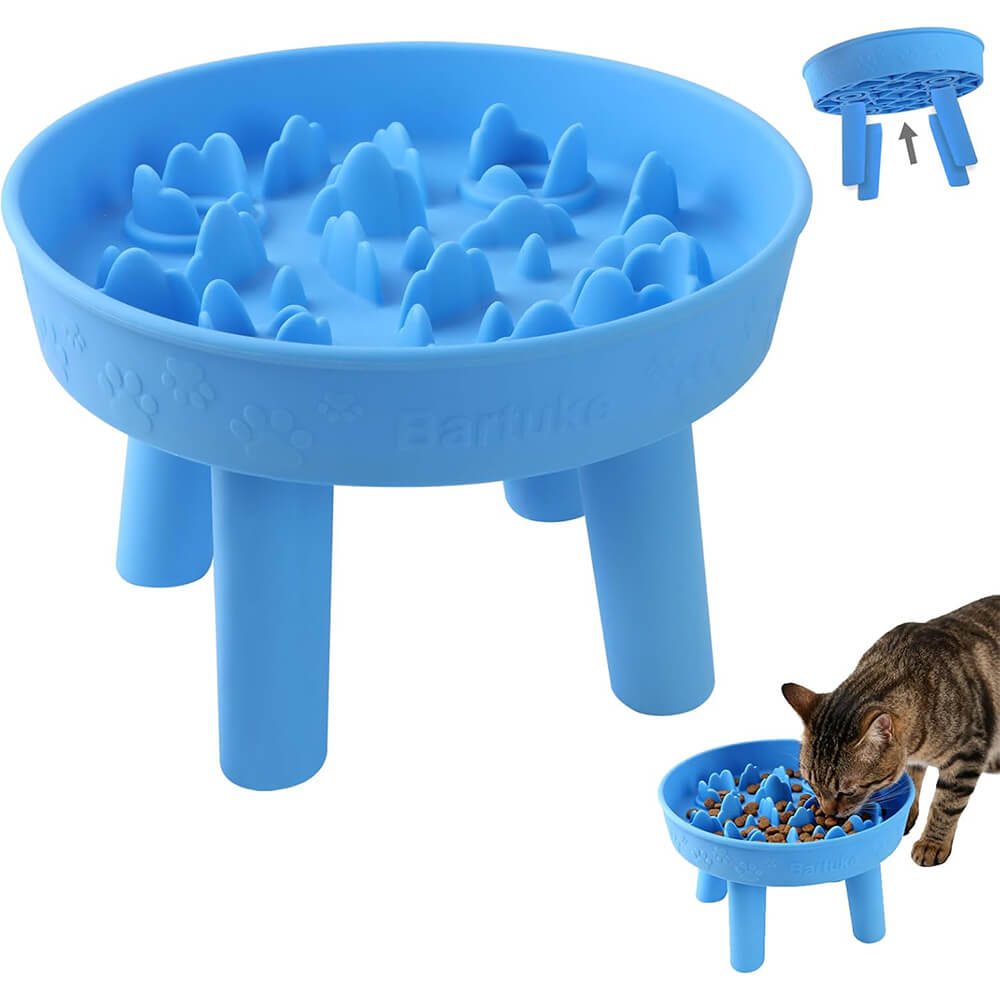 Silicone Slow Feeder Cat Bowl Detachable Stand