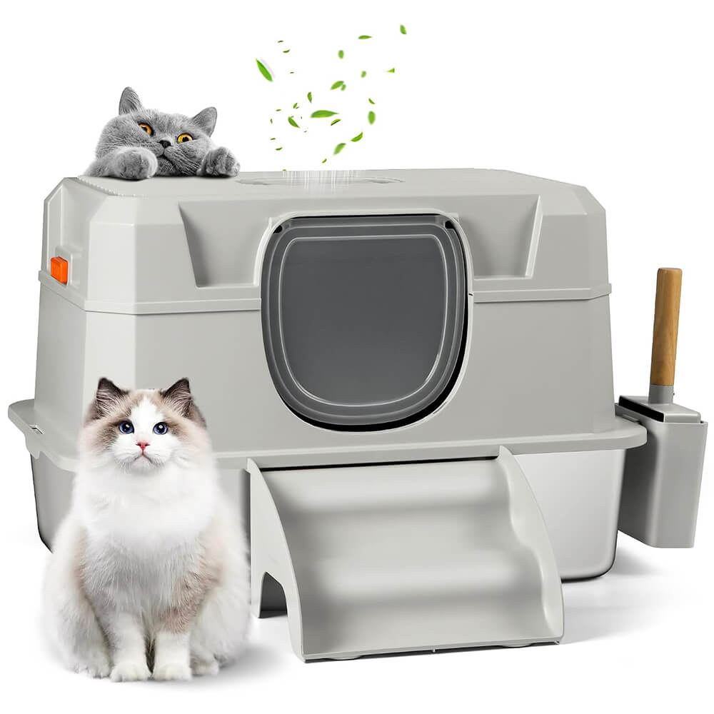 Removable Enclosed Stainless Steel Cat Litter Box Lid