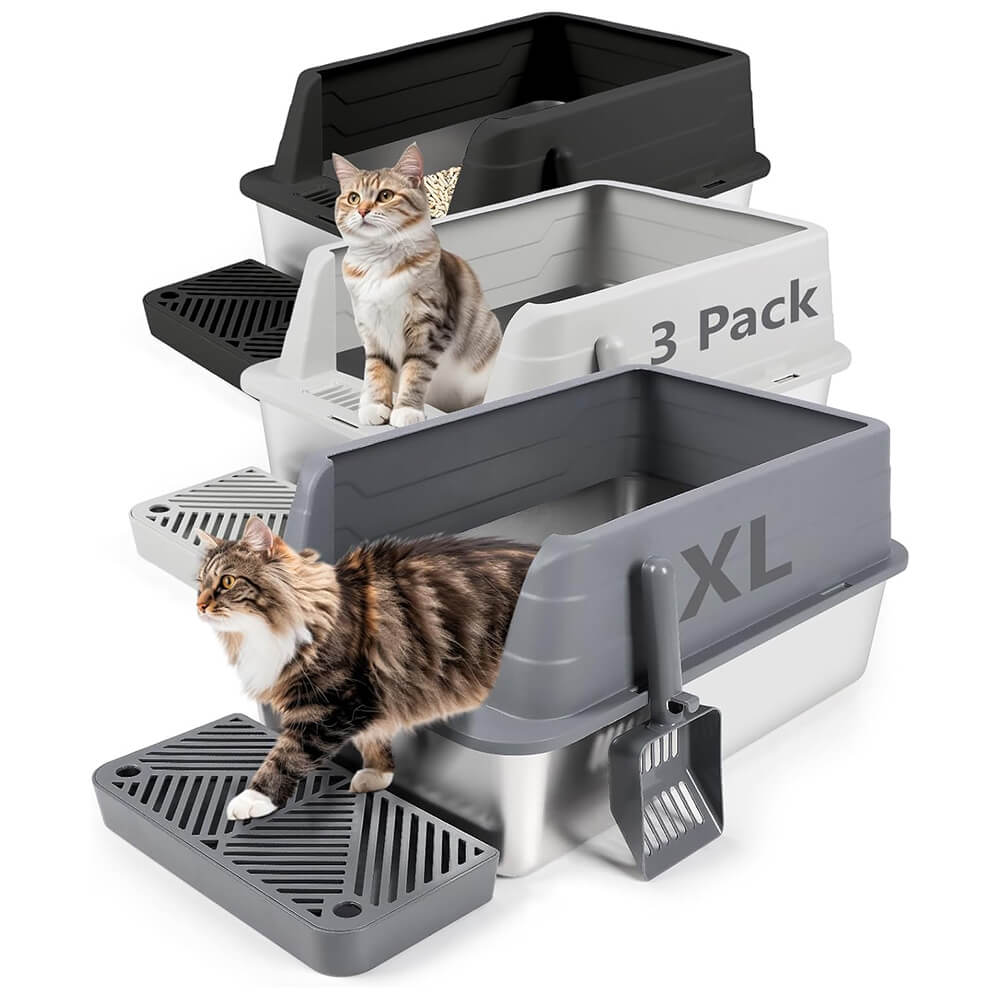 3 Pack Black Dark&Light Gray Stainless Steel Litter Box Filter Pedal