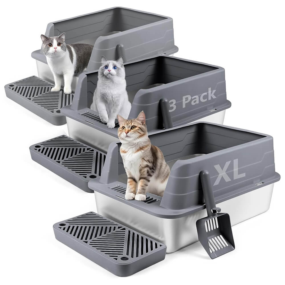 3 Pack Dark Gray Stainless Steel Litter Box Filter Pedal