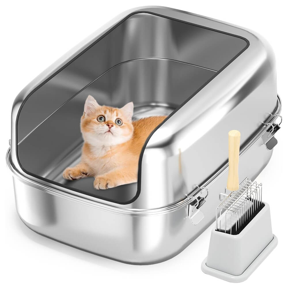 XXL Semi Enclosed Removable Metal Litter Tray with High Sided Enclosure
