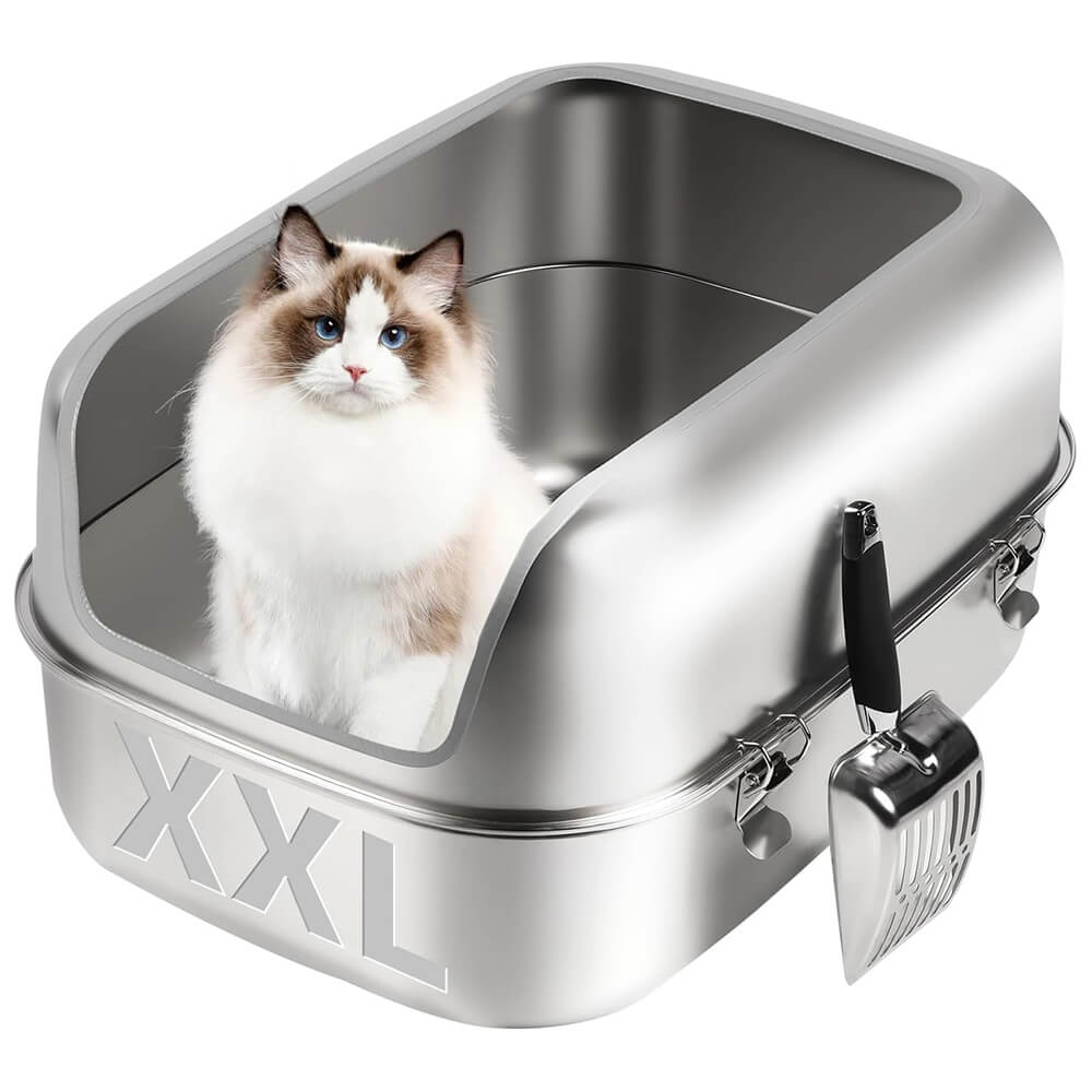 [Flash Sale] Semi Enclosed Removable Stainless Steel Cat Litter Box