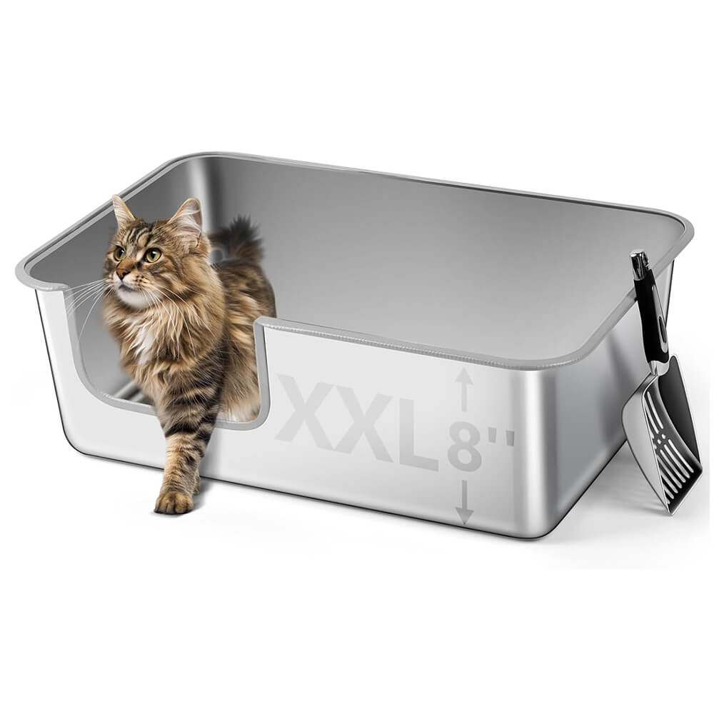 [Flash Sale] Semi Enclosed Stainless Steel Cat Litter Box High Sided Enclosure