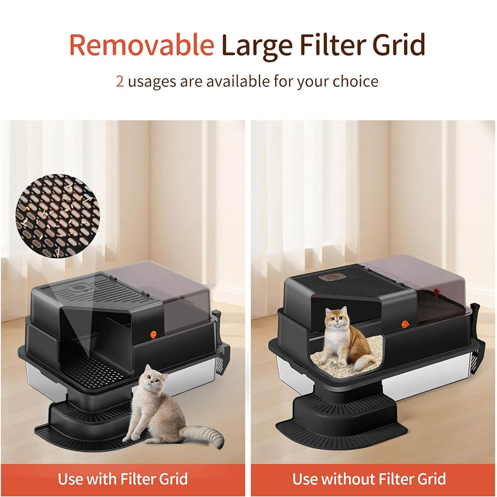 XXXL Stainless Steel Cat Litter Box – Fully Enclosed, Easy Clean