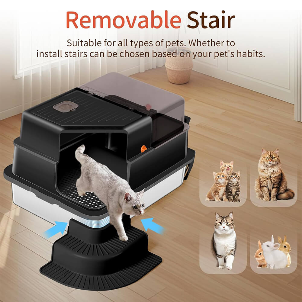 nekorin　S XXXL Stainless Steel Cat Litter Box – Fully Enclosed, Easy Clean